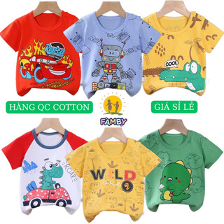 Áo phông cộc tay bé trai mùa hè FAMBY áo thun tay ngắn cotton thời trang trẻ em 10-26kg
