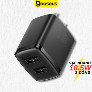 Củ sạc nhanh 2 Cổng Baseus Compact Charger 10.5W nhỏ gọn sạc nhiều máy một lúc iP samsung xiaomi.