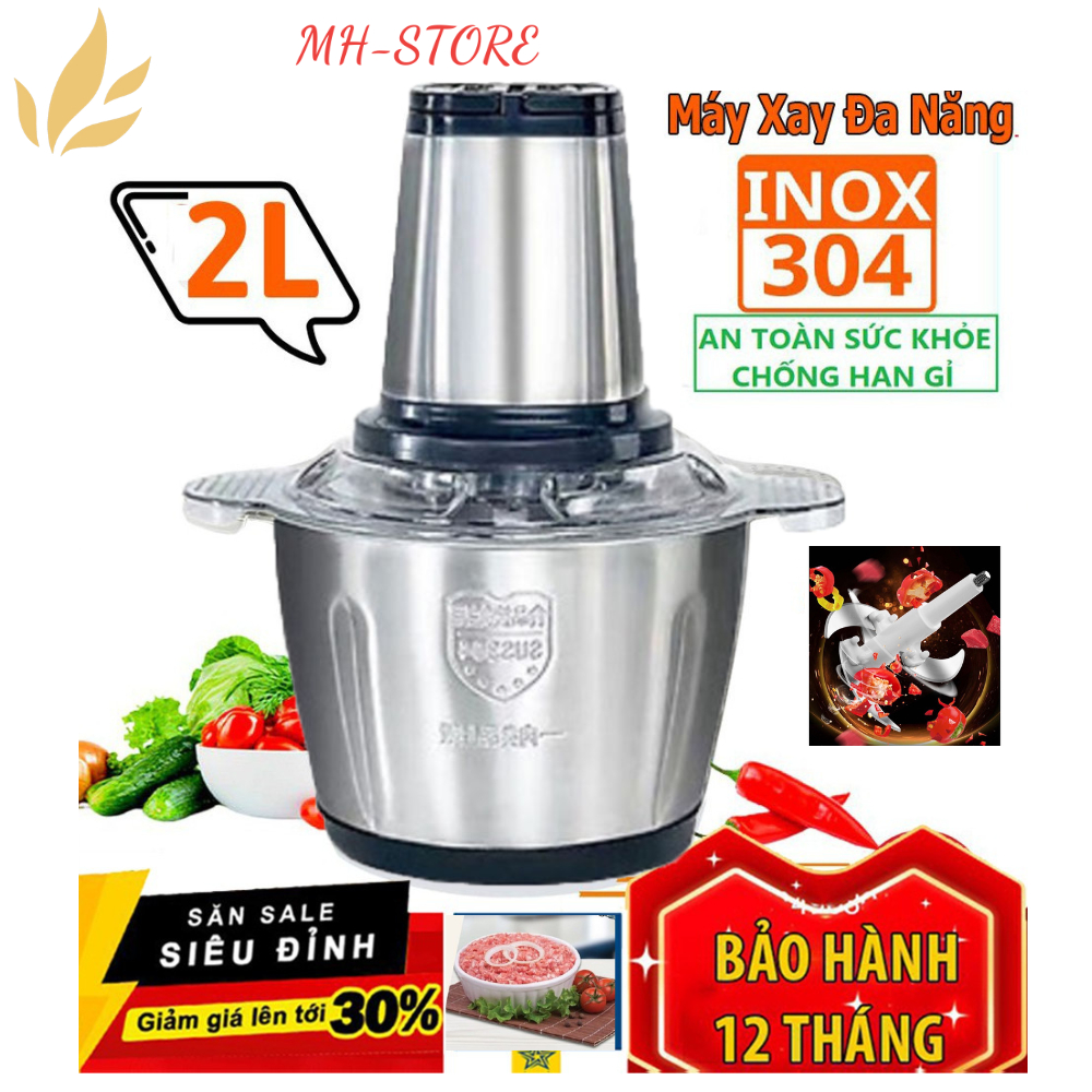 [BH 1 NĂM] Máy Xay Thịt FOOD PROCESSOR HDA Cối Inox Đa Năng Dao 4 Lưỡi - Dung Tích 2 lít Công Suất 250W