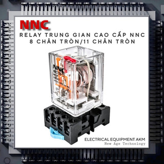 Rơ Le Trung Gian 8 Chân Tròn/11 Chân Tròn NNC Tặng Kèm Đế (24VDC/220VAC~10A)