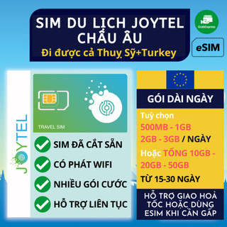 Sim du lịch châu âu internet không giới hạn 4g hãng joytel chất lượng cao
