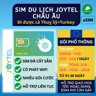 Sim du lịch châu âu internet không giới hạn 4g hãng joytel chất lượng cao