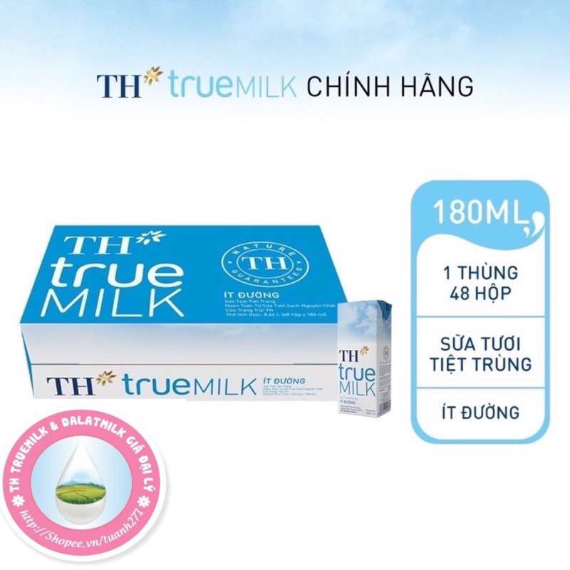 Thùng 48 hộp Sữa tươi TH True Milk 180ml
