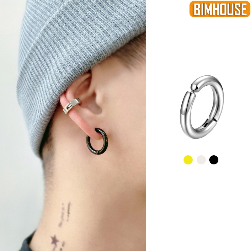 Khuyên tai không cần bấm lỗ BIMHOUSE, bông tai tròn nam nữ kẹp vành tai titan không gỉ (1 Chiếc)