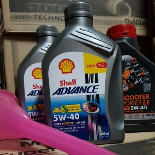Nhớt xe tay ga shell ultra/scooter power le 5w40 chai 800ml nhớt tay ga vàng cao cấp...
