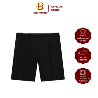 Quần Short Kaki Nam Trung Niên BSAMIO Màu Đen Có Xếp Ly Dài Qua Gối Vải Mềm Dày Dặn Có Size Đại