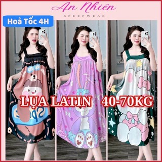 [40-70kg] Đầm ngủ 2 dây bản to tiểu thư chất Lụa Latin siêu mềm mịn và thoải mái