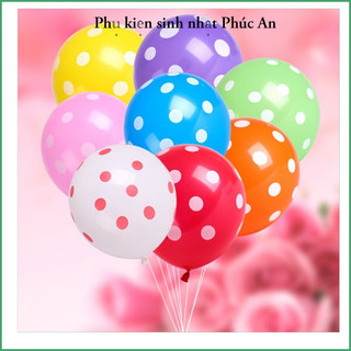 Bóng trong suốt chấm bi 12inch, bóng đỏ chấm bi trang trí sinh nhật happy birthday