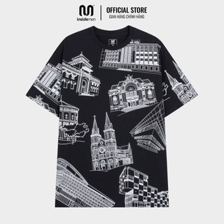 Áo Phông Unisex Nam Cao Cấp INSIDEMEN Thiết Kế Độc Đáo In Hình Các ĐỊA DANH Màu Sắc Đen Trắng Tương Phản ITS027S3