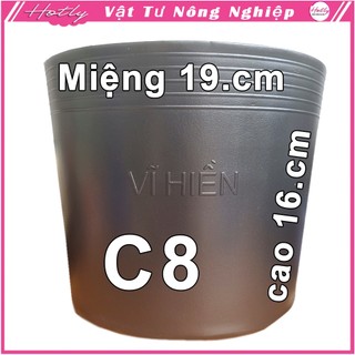 50 Chậu nhựa C8 Vĩ Hiền miệng.cao 19x16cm trồng cây ăn trái và hoa siêu bền--77102