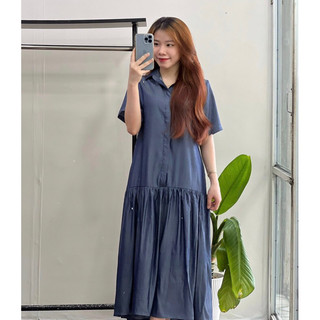 Đầm denim form rộng dáng dài
