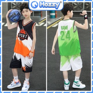 Bộ ba lỗ thể thao bóng rổ, bóng đá bé trai 20-55kg Hozzy, bộ sát nách bé trai size đại chất thoáng mát