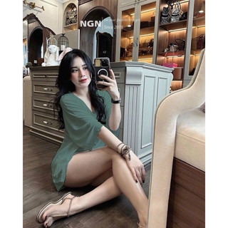 Áo phông trơn cổ tim basic kèm hộp