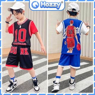 Bộ thể thao bóng đá, bóng rổ bé trai size đại 20-55kg Hozzy mùa hè chất thông hơi nhẹ mát thấm mồ hôi