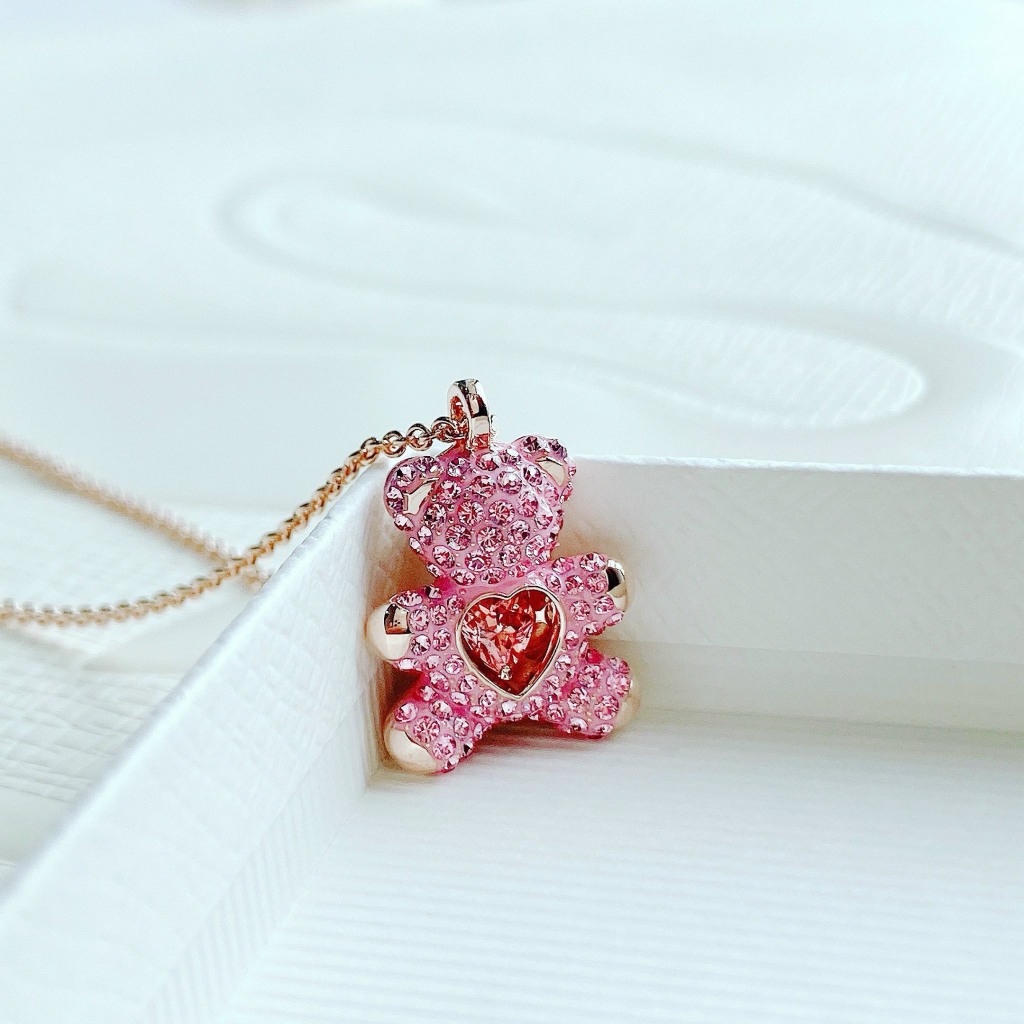 SWAROVSKI (chính hãng) - Dây chuyền gấu hồng Teddy Bear Pink