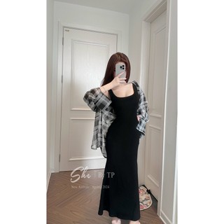 H3/▪️Set váy coton + sơmi kẻ