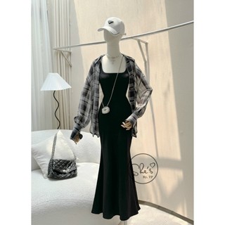 H3/▪️Set váy coton + sơmi kẻ