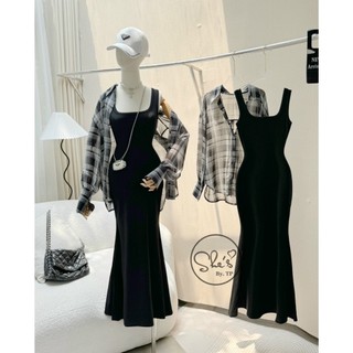 H3/▪️Set váy coton + sơmi kẻ