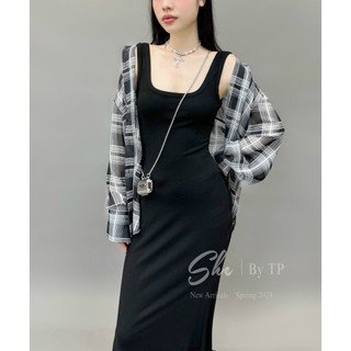 H3/▪️Set váy coton + sơmi kẻ