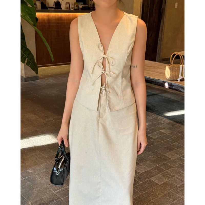 Áo Ghile Linen Cột Nơ [Một Mẩu House]