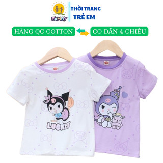 Combo 2 áo thun bé gái FAMBY mẫu mới 2024 áo phông ngắn tay in hoạt hình KOROMI cho bé