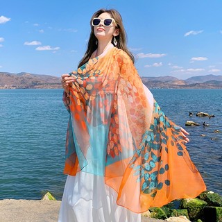 Khăn choàng tơ voan mềm mại dáng dài cao cấp họa tiết trang nhã sang trọng 130x180cm ThyThy Store