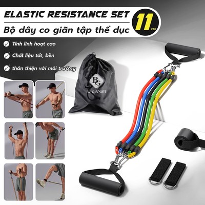 BG- Dây Ngũ Sắc Tập Gym 6017, Dây Đàn Hồi Kháng Lực Tập Full Body, Dụng Cụ Tập Thể Hình Tại Nhà