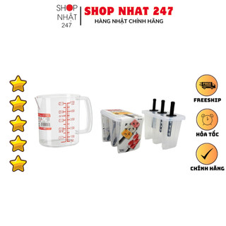 [Hỏa Tốc HN] Combo Ca đong chia vạch 500ml và Khuôn làm kem 3 chiếc Inomata nhựa trong Nội địa Nhật Bản