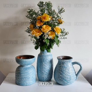 Lọ hoa gốm sứ men mộc vân mây - Bát Tràng