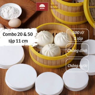 combo 20 tập và 50 tập giấy  nến 11cm  chống dính hai mặt 500 tờ  lót đế bánh bao, pizza, dimsum