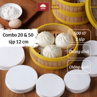 Combo 20 tập và 50 tập giấy nến 12 chống dính hai mặt 500 tờ  lót đế bánh bao, pizza, dimsum
