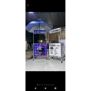 Xe quầy gấp gọn siêu gọn nhẹ, có dù, đã in sẳn decal trà chanh với cafe