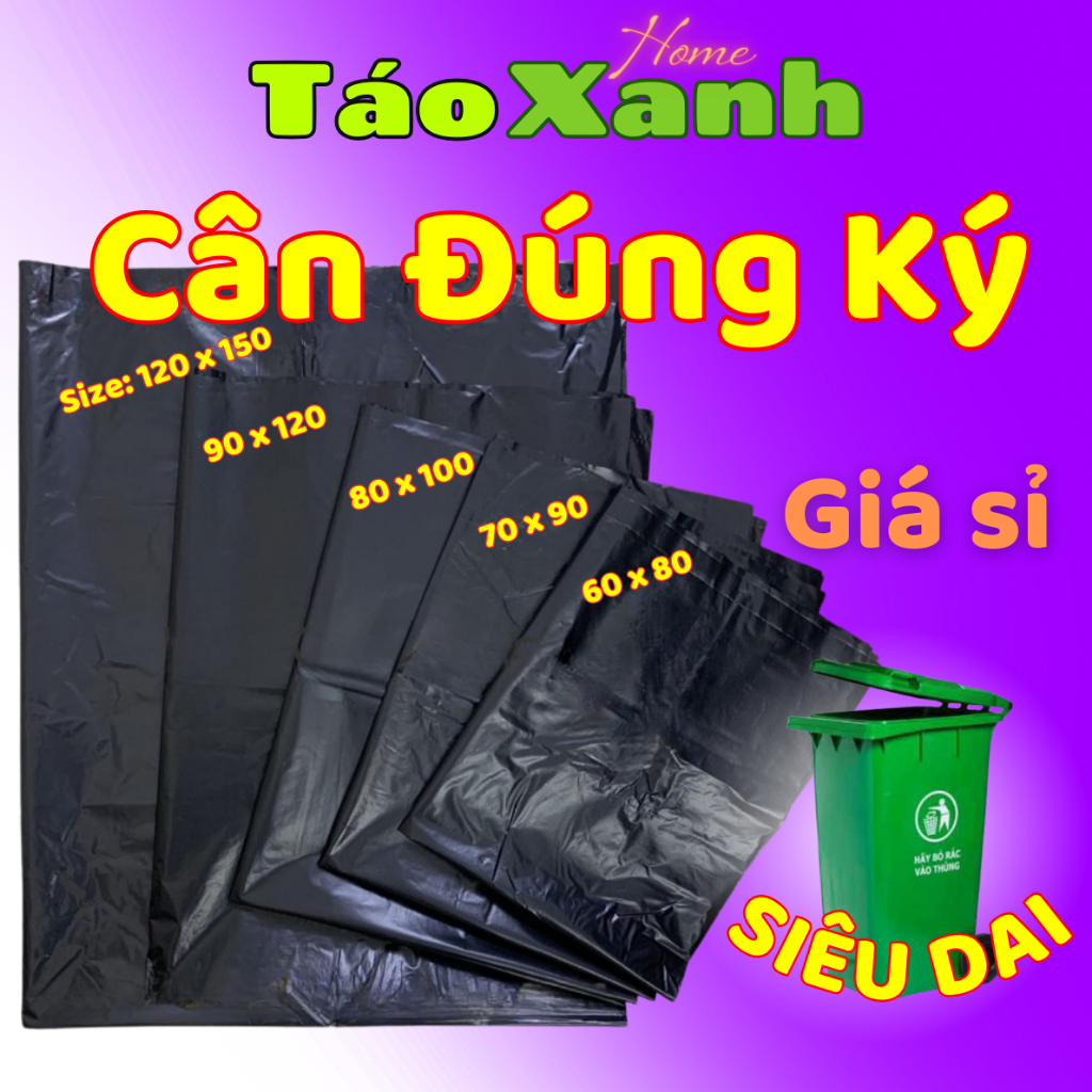 (.COMBO 2Kg -5KG)Túi rác đen CÔNG NGHIỆP Túi đựng rác SIÊU DÀY DAI  size 60 70 80 90 120 từ Tác Xanh Home