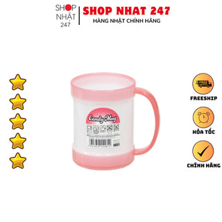 [Hỏa Tốc HN] Cốc uống nước có tay cầm tiện lợi 300mL viền hồng Nội địa Nhật Bản