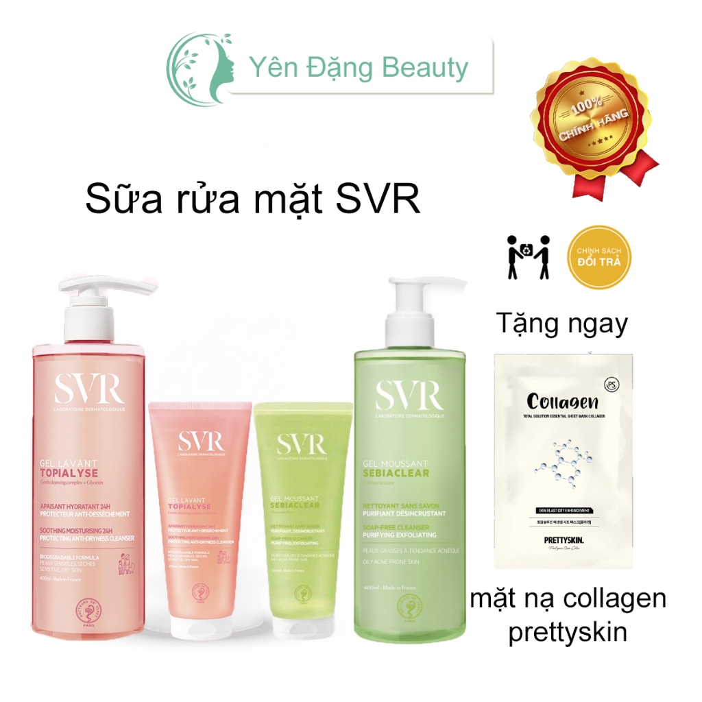 Sữa Rửa Mặt SVR Cho Da Dầu Mụn - SVR Cho Da Khô Nhạy Cảm 200ml-400ml Loại Bỏ Tế Bào Da Chết SRM