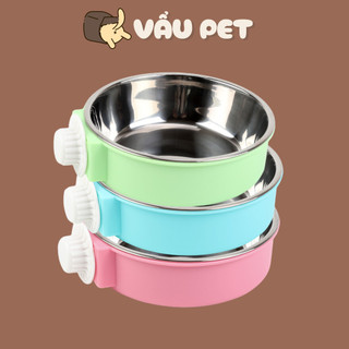 Bát Ăn Cho Chó Mèo Lòng Inox Gắn Lồng Chuồng - Bát Đựng Thức Ăn, Uống Nước Cho Chó Mèo Vẩu Pet Shop