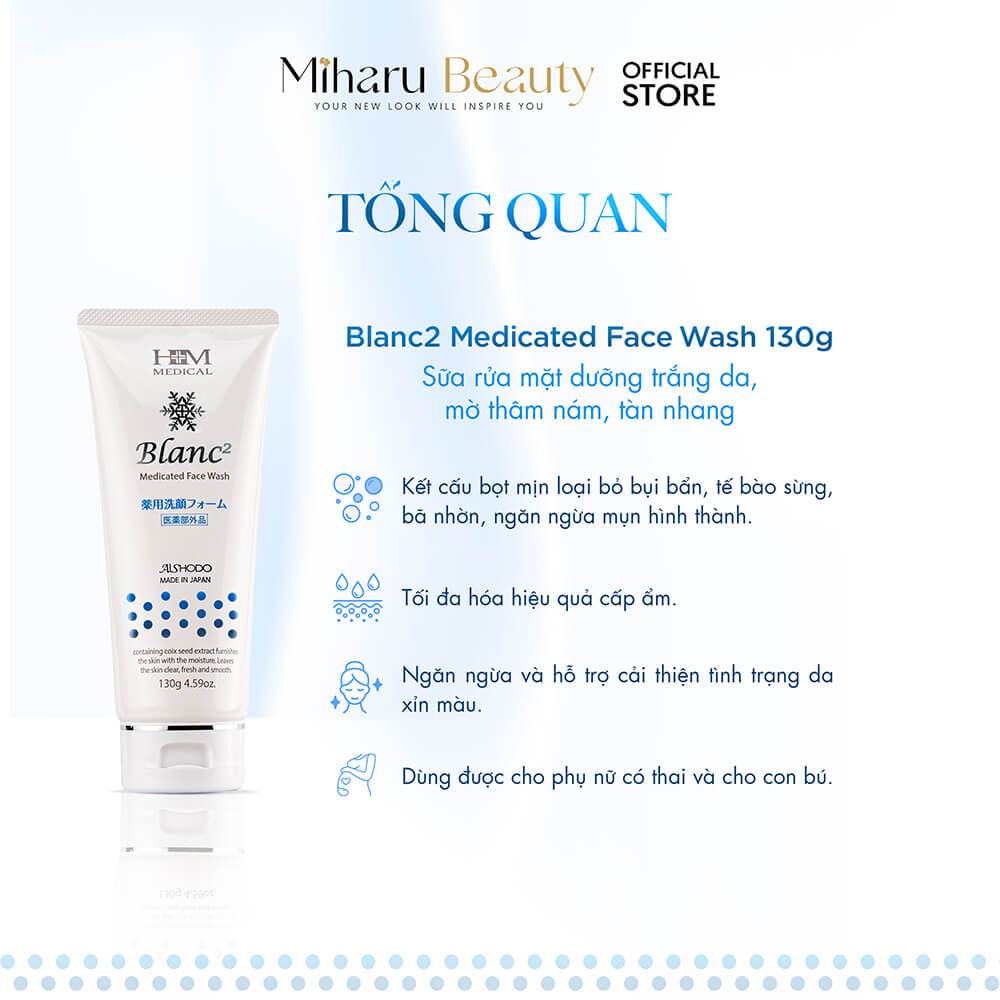 Sữa rửa mặt dưỡng trắng da, mờ thâm nám, tàn nhang - Blanc2 Medicated Face Wash 130g | BigBuy360 - bigbuy360.vn