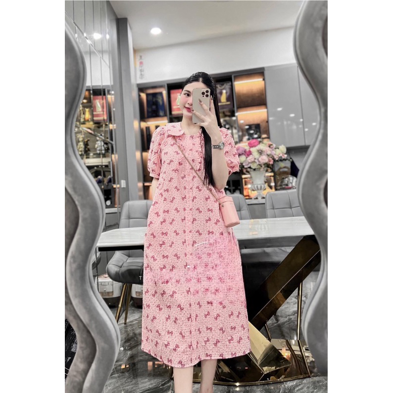 Váy kẻ nơ cổ sne sm