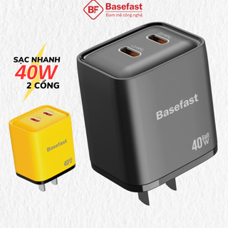 Củ sạc nhanh 40W Basefast cốc sạc 2 cổng 20w siêu bền chống quá tải nhiệt cho iP Samsung Xiaomi Oppo
