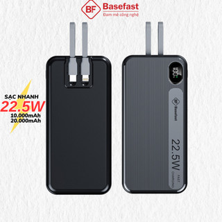 Sạc dự phòng 20000mAh Basefast pin sạc nhanh 22.5W tích hợp sẵn 2 dây sạc cho ip samsung xiaomi oppo