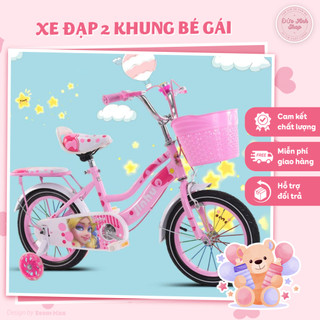 Xe đạp mini , Xe đạp trẻ em 2 khung cho bé gái từ 2 đến 10 tuổi , xe đạp cho bé
