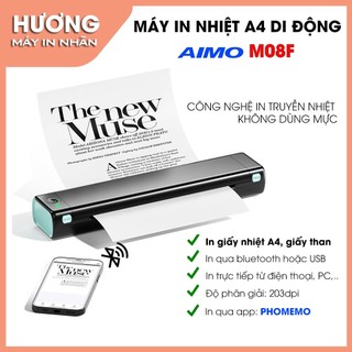 Máy In Nhiệt Khổ A4 Di Động M08F- In giấy nhiệt A4 - Kết nối không dây Bluetooth in từ iPhone - iPad, USB