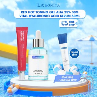 Combo tuýp red hot toning gel aha 25% 30g + vital hyaluronic acid serum 50ml