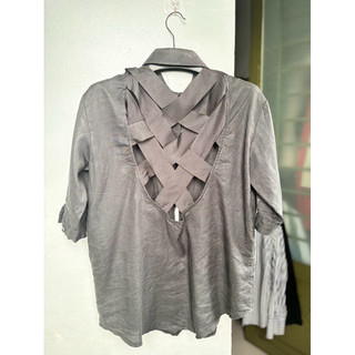 Áo Linen phối Lưng freesize new 95%