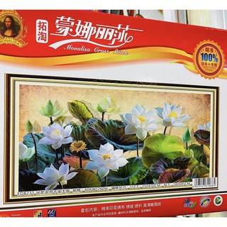 tranh thêu chữ thập hoa sen tuyệt dẹp kt 150x70cm