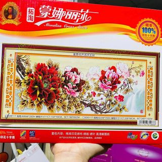 Tranh thêu chữ thập Hoa mẫu đơn H2126 H2127
