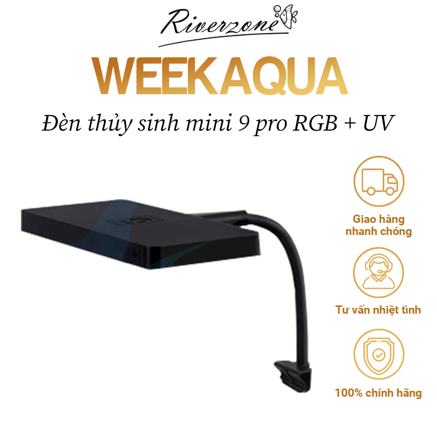 Đèn Led thủy sinh Week Aqua mini 9 pro RGB + UV siêu sáng, sử dụng app