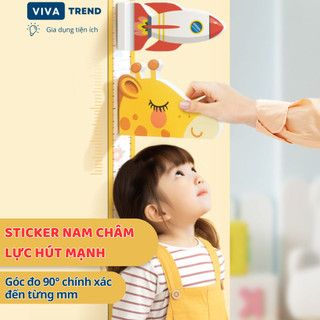 Thước đo chiều cao cho bé dán tường, thước dây dán tường đầu đo 3d hút nam châm nhiều mẫu -vivatrend