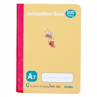 Sổ kẻ ngang may dán gáy composition book a7 200 trang 58/92; klong 303
