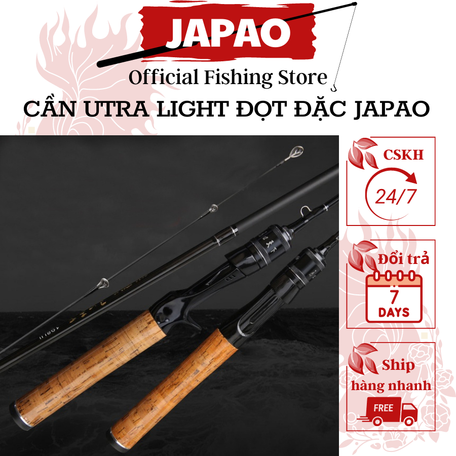 Cần câu Lure máy đứng UL JAPAO Cần câu máy 2 khúc Carbon 1.68m 1.8m đọt đặc dẻo siêu mềm, siêu nhẹ